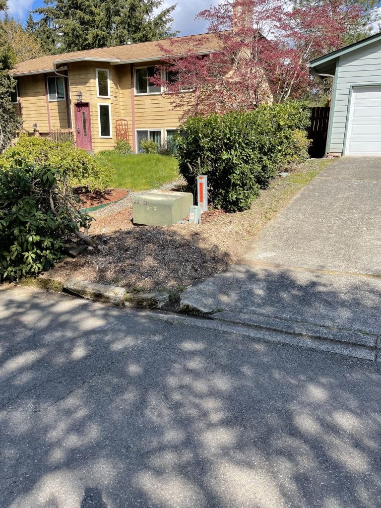 Safe Stump grinding around major underground utilities in preparation for curb repairs